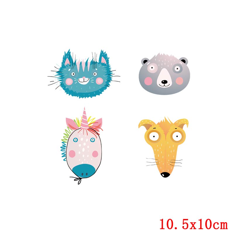 Prajna Iron On Cute Animal Patches For Kids Clothing DIY T-shirt Applique Heat Transfer Vinyl Unicorn Owls Patch Thermal Sticker