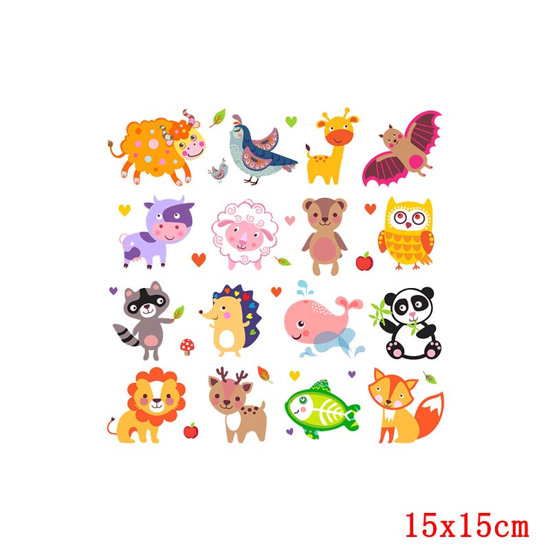 Prajna Iron On Cute Animal Patches For Kids Clothing DIY T-shirt Applique Heat Transfer Vinyl Unicorn Owls Patch Thermal Sticker