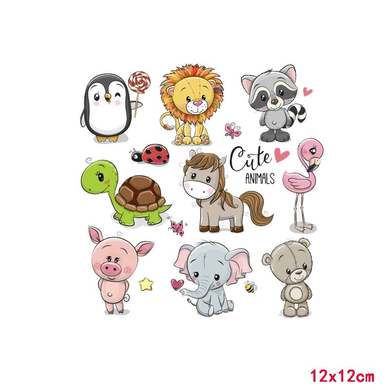 Prajna Iron On Cute Animal Patches For Kids Clothing DIY T-shirt Applique Heat Transfer Vinyl Unicorn Owls Patch Thermal Sticker