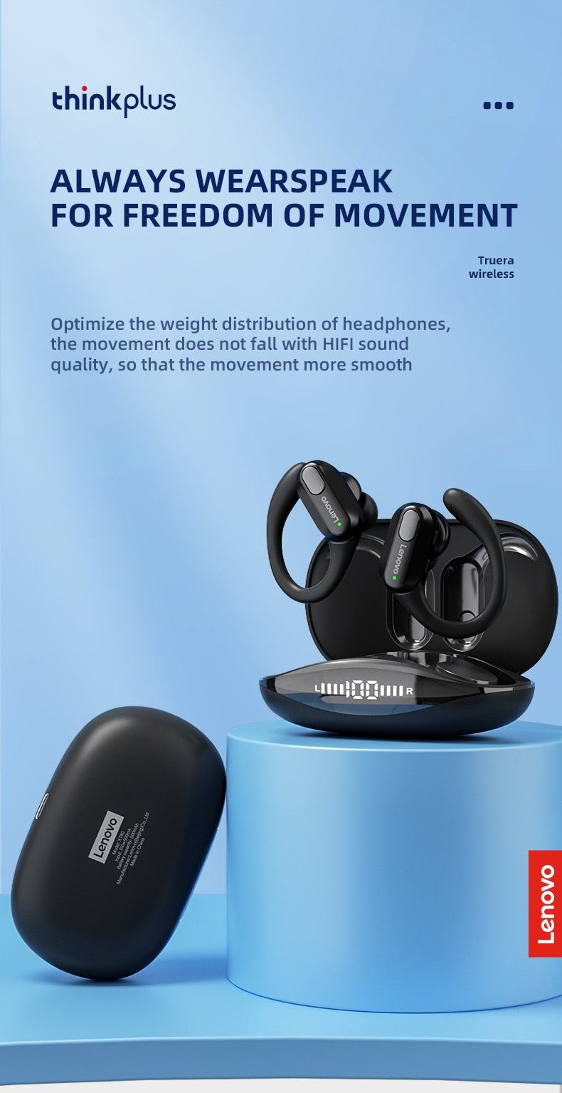 Lenovo Earphone XT80 BT5.3  True Wireless Half In Ear Sports Games Long Range Call Noise Reduction and Senseless Delay