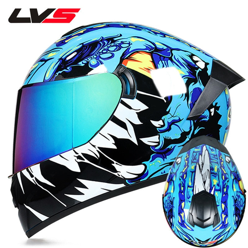 LVS 701 Motorcycle double mirror head helmet Dot certification capacete de moto Lining removable and washable casco moto