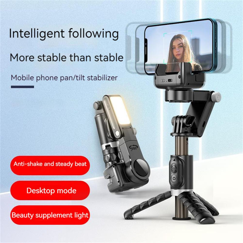 Q18 Desktop Cellphone Action Camera Holder Gimbal Handheld Stabilizer Selfie Stick Tripod Light for iPhone Xiaomi Smartphone New
