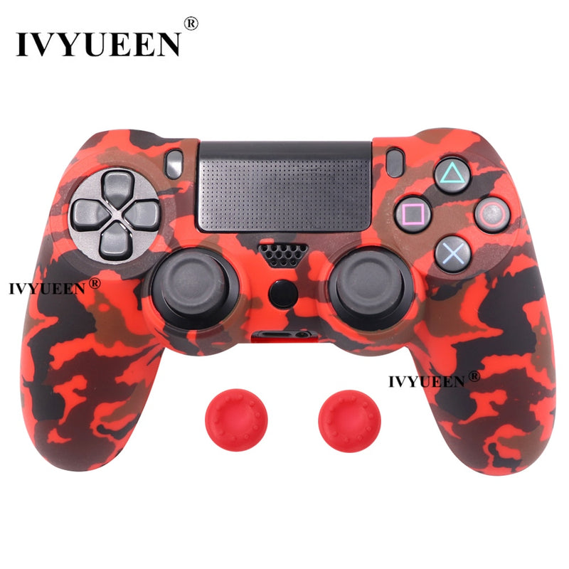 IVYUEEN 19 Colors Silicone Camo Protective Skin Case for Sony Dualshock 4 PS4 DS4 Pro Slim Controller Thumb Grips Joystick Caps