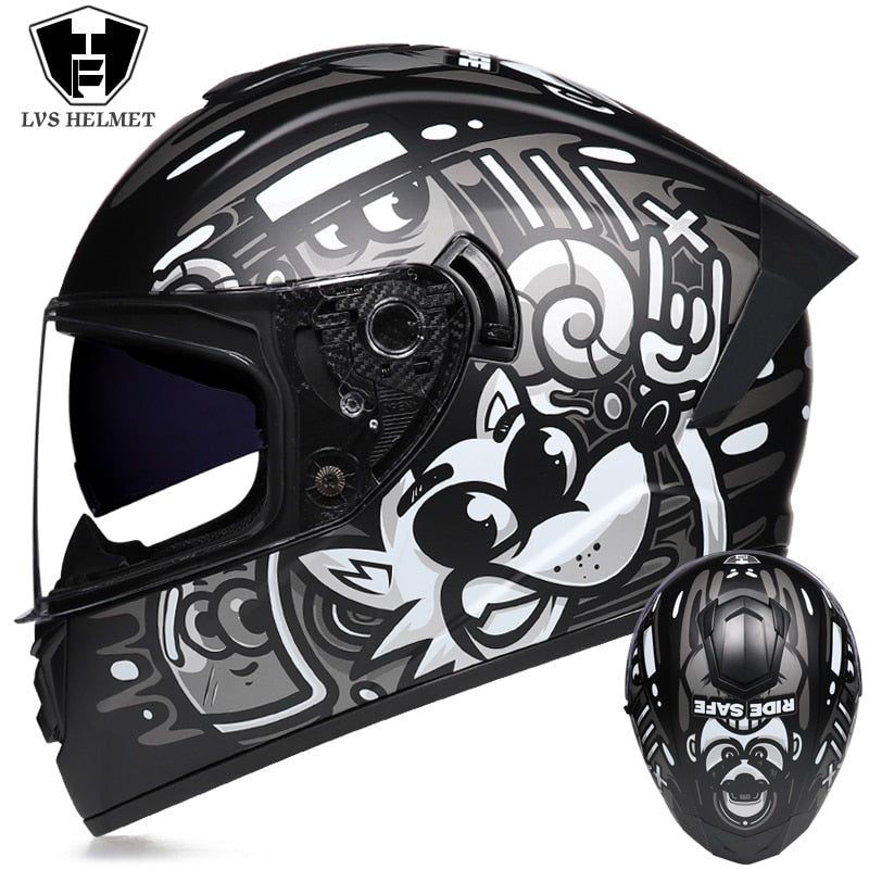 Winter Warm Double Visor Motorcycle Helmet Full Face Racing Helmets Motorbike Sports Helmet Casco Moto