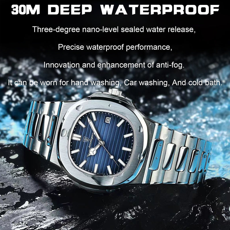 Luxury Business Casual Men Watch 30m Waterproof Luminous Calendar Stainless Steel Strap Women Quartz Watch Free Shipping Watches