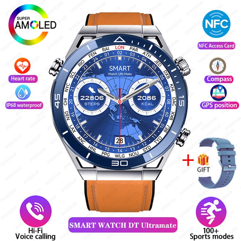 For HUAWEI Ultimate Smart Watch Men Bluetooth Call Compass NFC 100+ Sports GPS Tracker Motion Smartwatch Waterproof Watches 2023