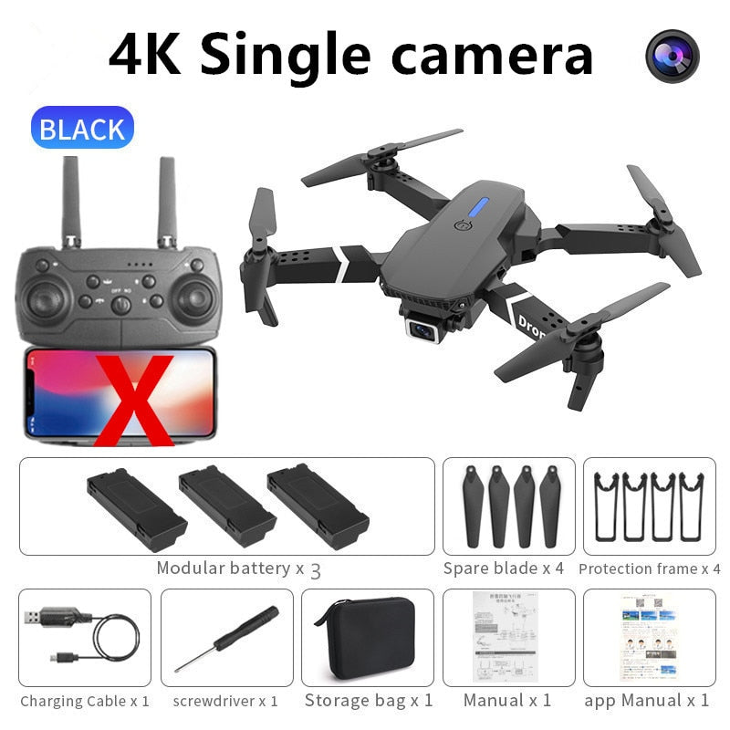 The new E88 professional drone WIFI FPV wide-angle HD 4K 1080P camera height hold foldable quadcopter children's gifts toys