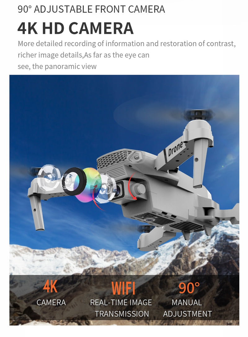 The new E88 professional drone WIFI FPV wide-angle HD 4K 1080P camera height hold foldable quadcopter children's gifts toys