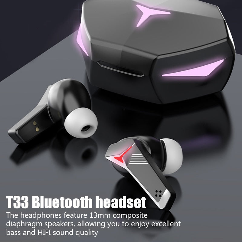 T33 TWS Bluetooth Earphones Wireless Fone HiFi Sound Headphones with Mic Gaming Headset Stereo Sports Earbuds Touch Control