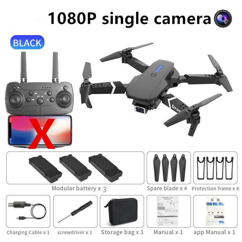 The new E88 professional drone WIFI FPV wide-angle HD 4K 1080P camera height hold foldable quadcopter children's gifts toys