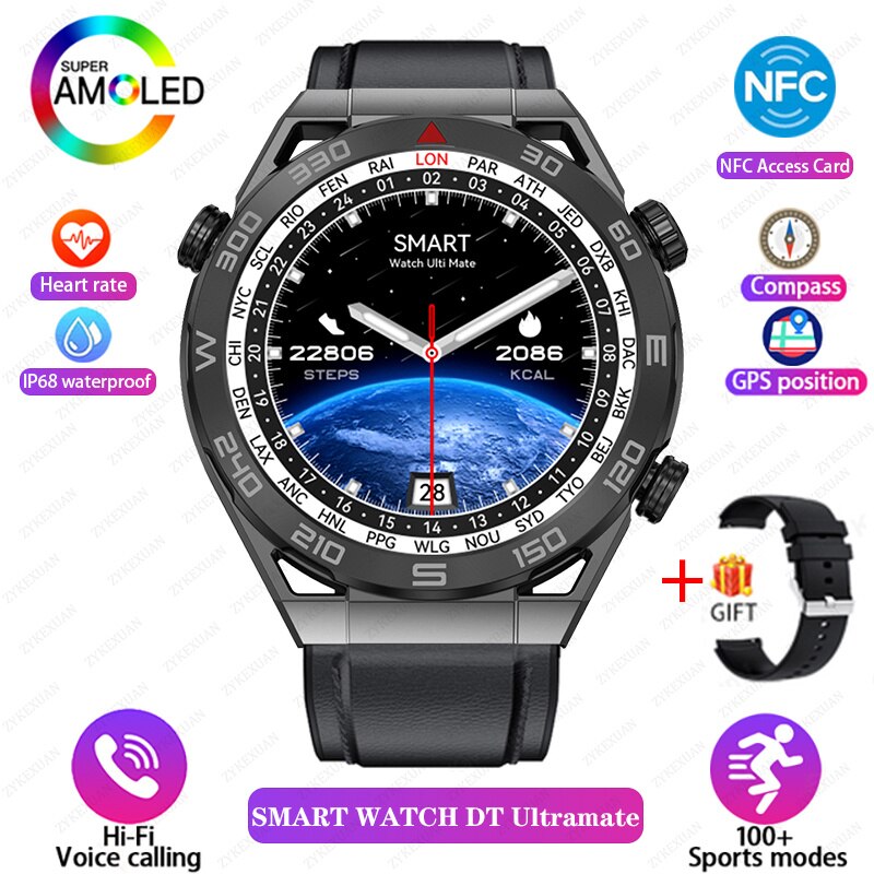 For HUAWEI Ultimate Smart Watch Men Bluetooth Call Compass NFC 100+ Sports GPS Tracker Motion Smartwatch Waterproof Watches 2023