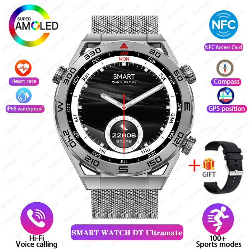 For HUAWEI Ultimate Smart Watch Men Bluetooth Call Compass NFC 100+ Sports GPS Tracker Motion Smartwatch Waterproof Watches 2023