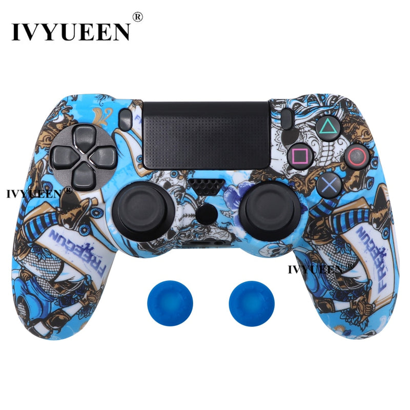 IVYUEEN 19 Colors Silicone Camo Protective Skin Case for Sony Dualshock 4 PS4 DS4 Pro Slim Controller Thumb Grips Joystick Caps