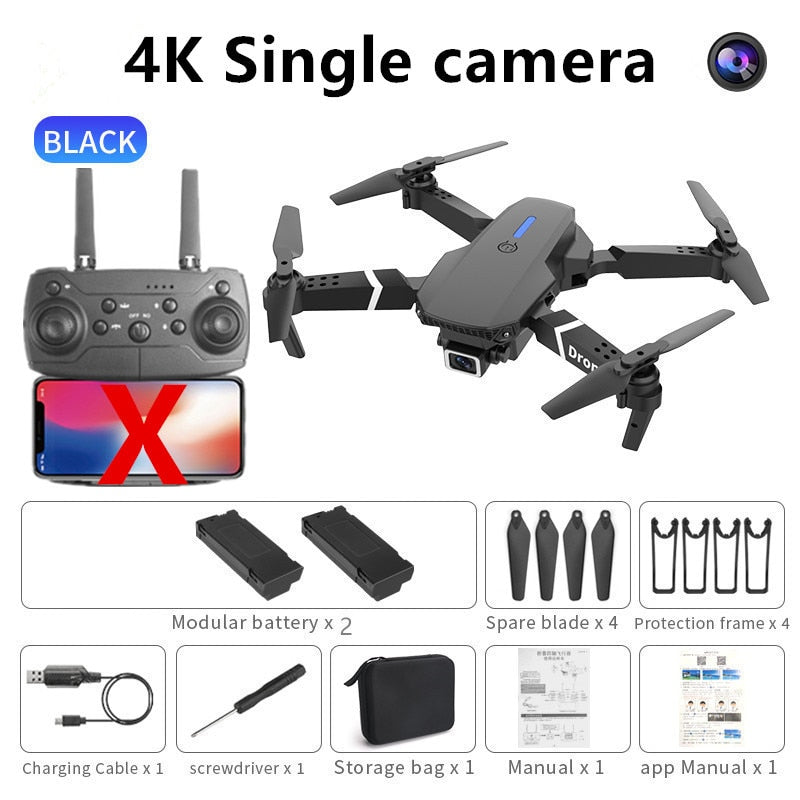 The new E88 professional drone WIFI FPV wide-angle HD 4K 1080P camera height hold foldable quadcopter children's gifts toys