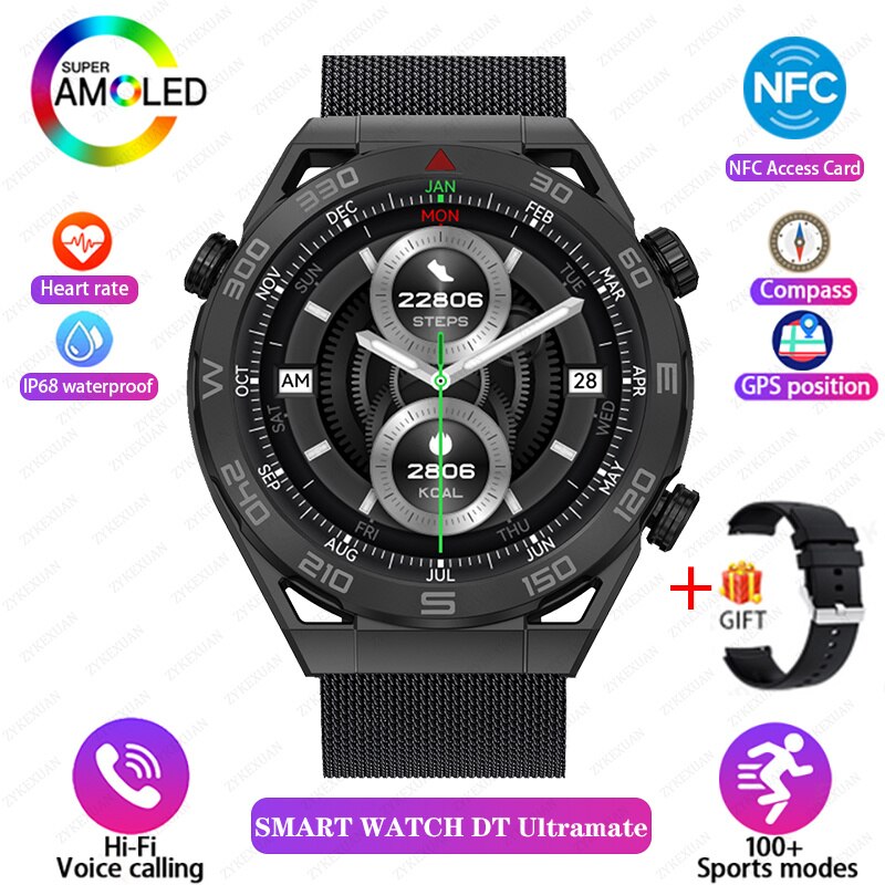 For HUAWEI Ultimate Smart Watch Men Bluetooth Call Compass NFC 100+ Sports GPS Tracker Motion Smartwatch Waterproof Watches 2023