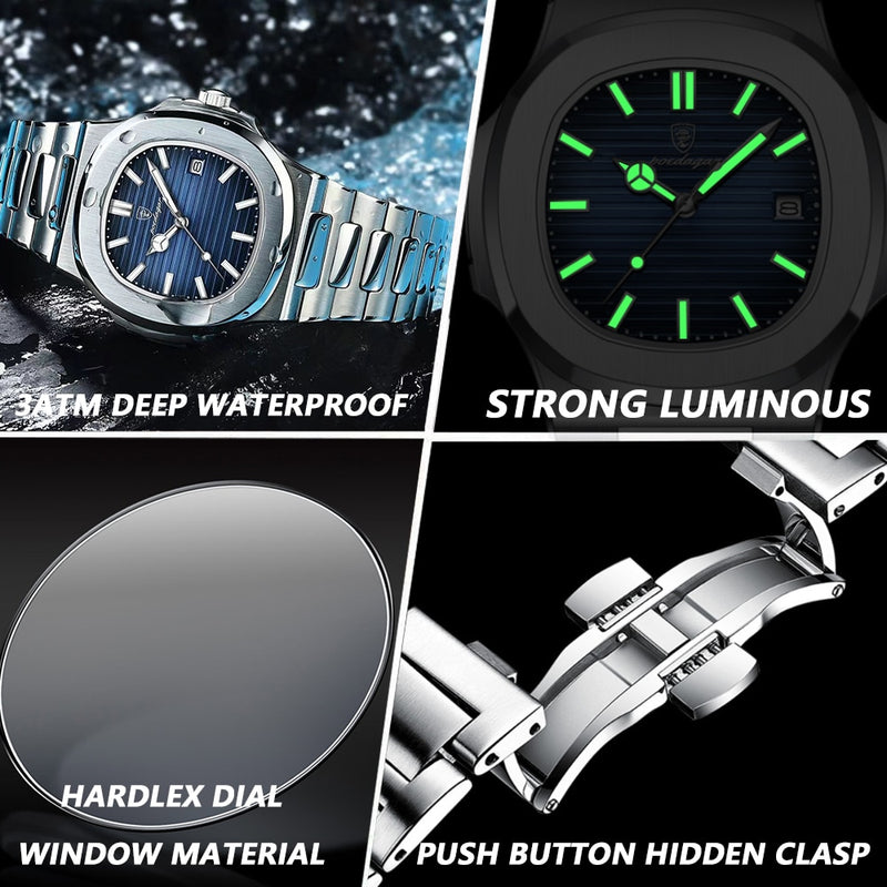 Luxury Business Casual Men Watch 30m Waterproof Luminous Calendar Stainless Steel Strap Women Quartz Watch Free Shipping Watches