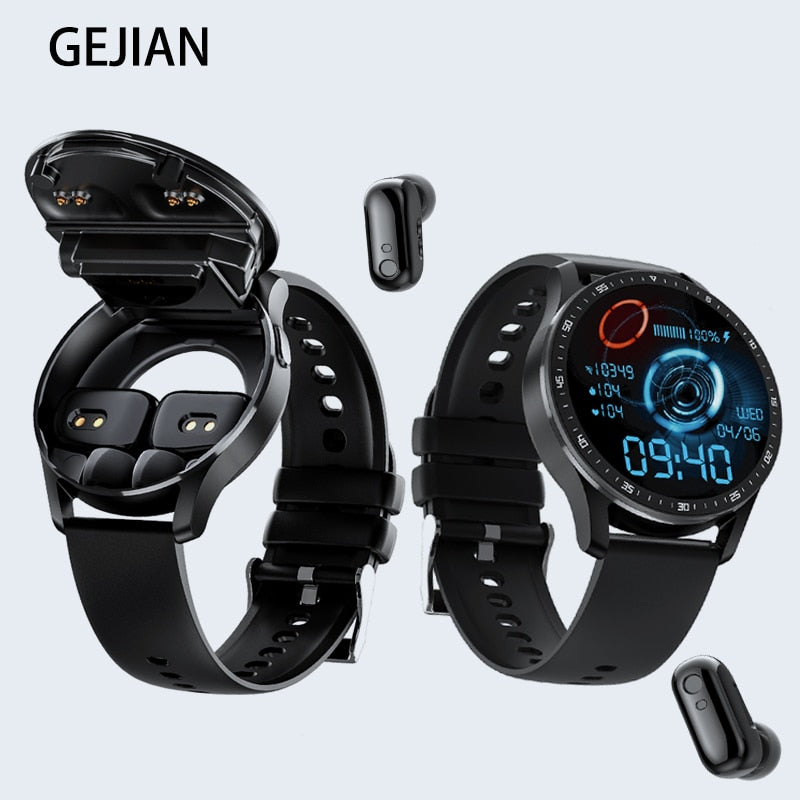 GEJIAN X7 Headset Smart Watch TWS Two In One Wireless Bluetooth Dual Headset Call Health Blood Pressure Sport Music Smartwatch