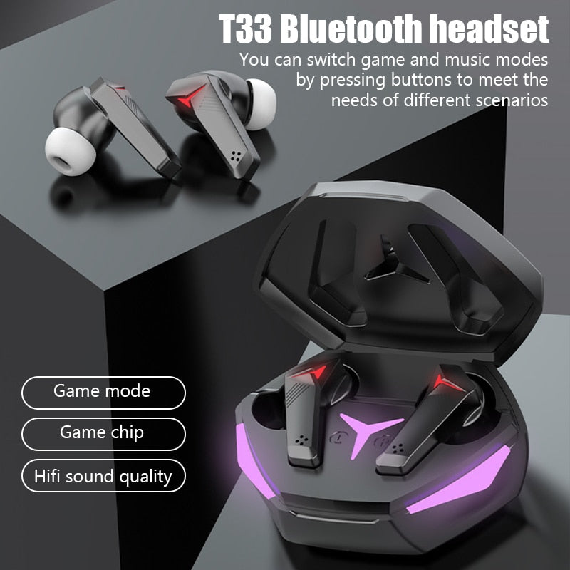 T33 TWS Bluetooth Earphones Wireless Fone HiFi Sound Headphones with Mic Gaming Headset Stereo Sports Earbuds Touch Control